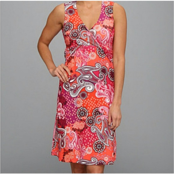 prAna Sleeveless Paisley Print Dress Size M Surplice Neckline & Hidden Pocket - Picture 1 of 8